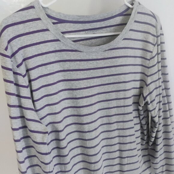 croft & barrow Tops - Croft & Barrow Gray Purple Stripe Long Sleeve Tee XL